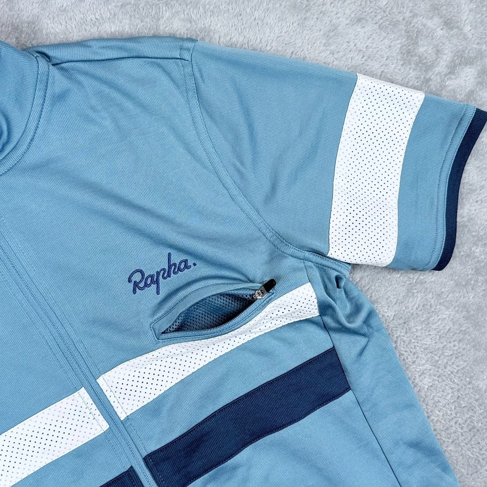 Rapha Brevet Cycling Jersey Mens Medium Blue Full Zip Short Sleeve Reflective - Picture 4 of 10